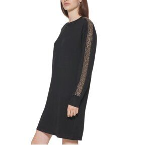 Calvin Klein long sleeve sweater dress size large silver studded sleeve